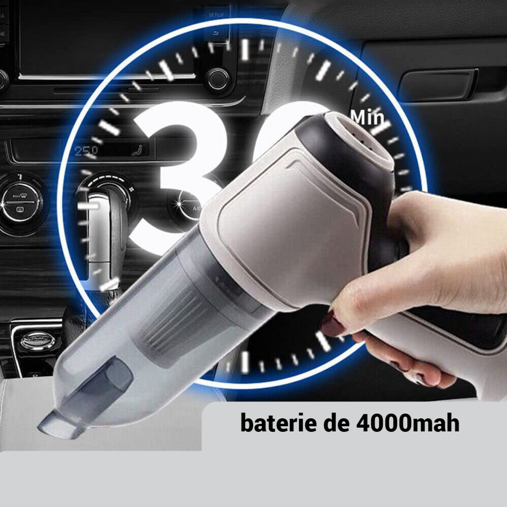 3 az 1-ben hordozható akkumulátoros porszívó - 120W motor, 4000mAh akkumulátor, USB, szívás és fújás