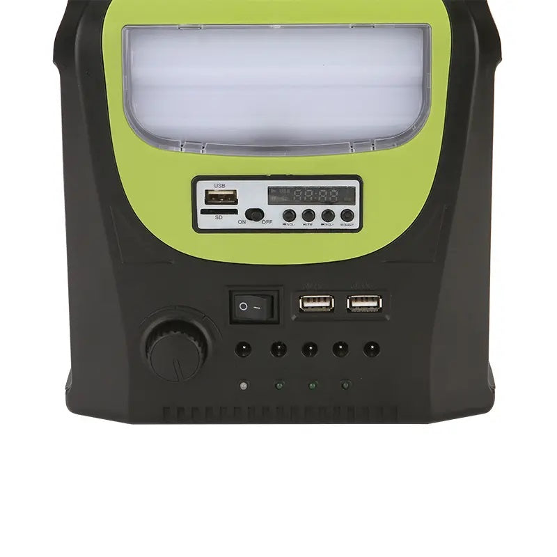 GD-8071 Hordozható Napelemes Készlet 3 LED Izzóval, Telefon Töltéssel, FM Rádióval, Bluetooth-szal és MP3-mal