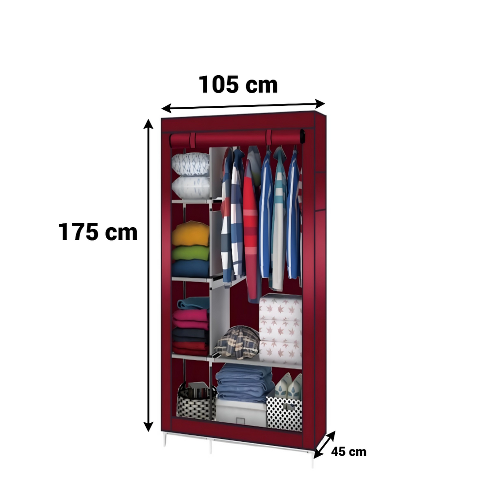 Textil ruhásszekrény, cipzáras záródás