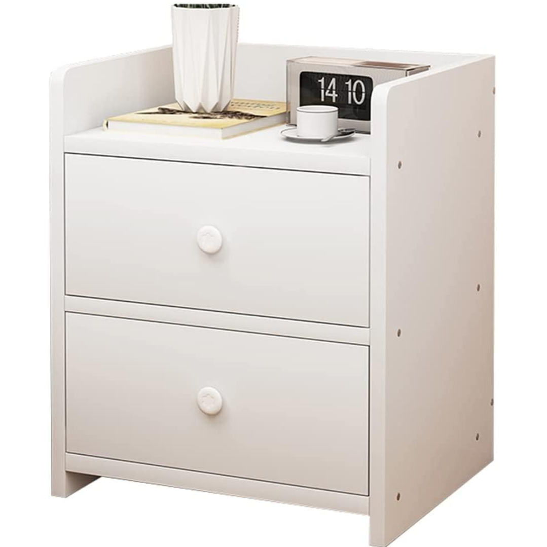 Modern Fehér Éjjeliszekrény 2 Tágas Fiókkal PAL-ból - Elegáns Hálószoba Design