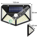 100 LED-es napelemes lámpa mozgásérzékelővel - 600 lumen
