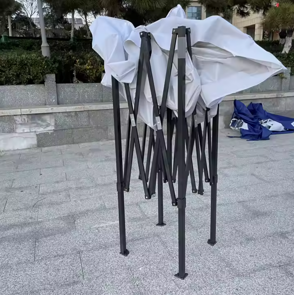 Fehér összecsukható pavilon sátor, 3x3 m, fém keret