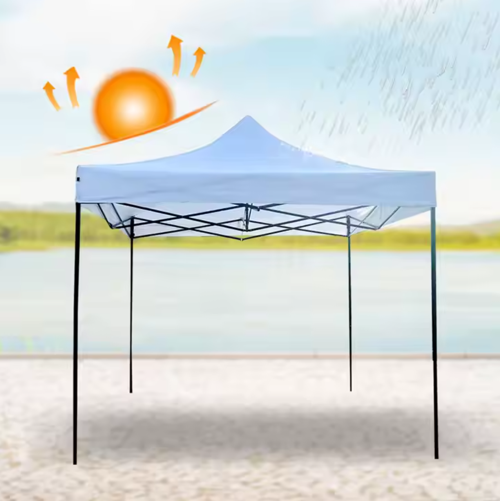Fehér összecsukható pavilon sátor, 3x3 m, fém keret