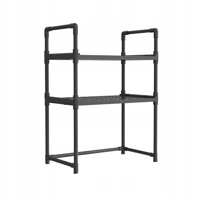 Mikrohullámú sütő rendszerező tartó 2 polccal - Többfunkciós konyhai polc akasztóval