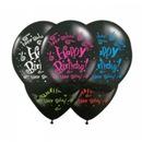 Fekete Happy Birthday Prémium Latex Léggömb - Elegáns Születésnapi Dekorációk