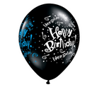 Fekete Happy Birthday Prémium Latex Léggömb - Elegáns Születésnapi Dekorációk
