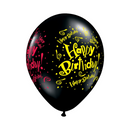 Fekete Happy Birthday Prémium Latex Léggömb - Elegáns Születésnapi Dekorációk
