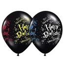 Fekete Happy Birthday Prémium Latex Léggömb - Elegáns Születésnapi Dekorációk