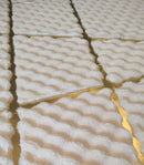 Prémium műszőrme szőnyeg 3D Bubble 120x180cm - Fehér arany csíkos design