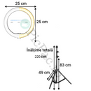 Professzionális kör alakú LED lámpa állvánnyal és telefontartóval - Ring Light sminkhez és fotózáshoz