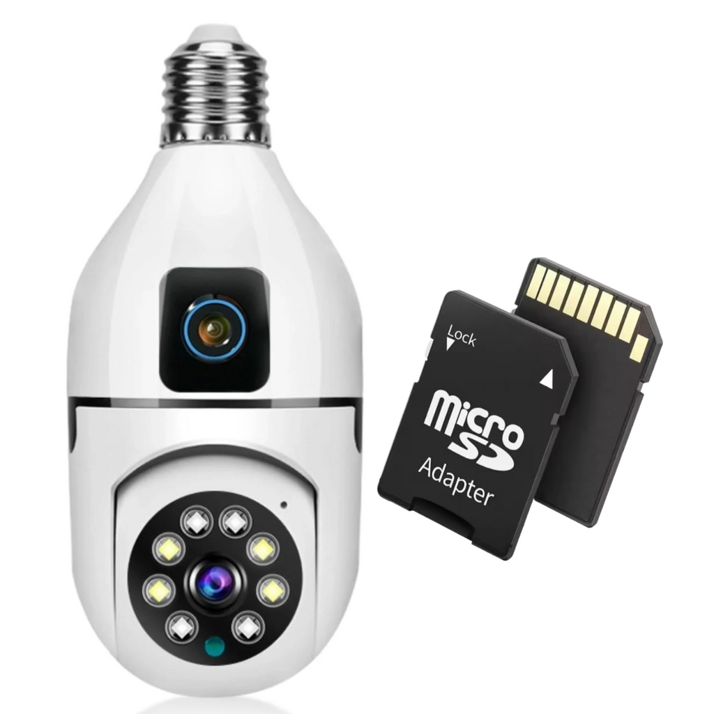 E27 360°-os Ultra HD 2MP WiFi megfigyelő kamera + 32GB kártya - Kétirányú hang és éjjellátó