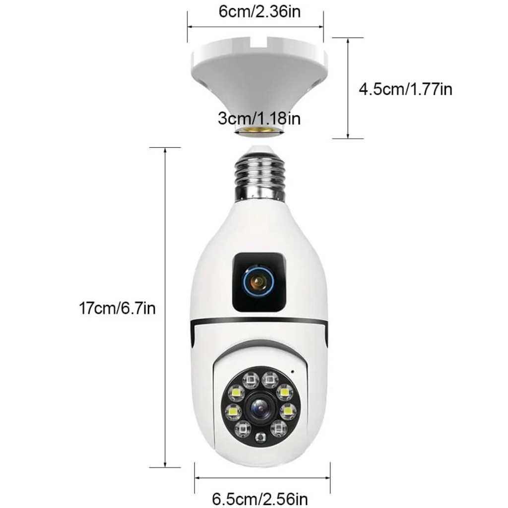 E27 360°-os Ultra HD 2MP WiFi megfigyelő kamera + 32GB kártya - Kétirányú hang és éjjellátó