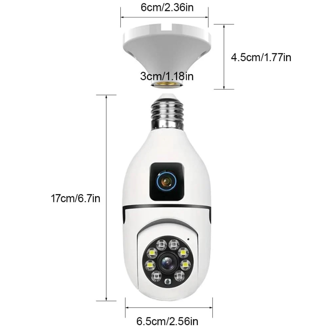 E27 360°-os Ultra HD 2MP WiFi megfigyelő kamera + 32GB kártya - Kétirányú hang és éjjellátó