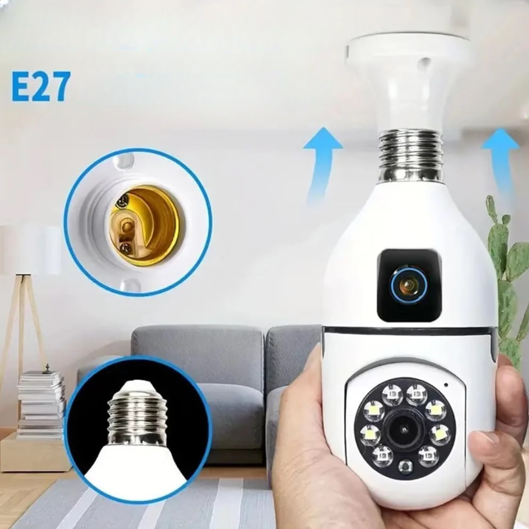 E27 360°-os Ultra HD 2MP WiFi megfigyelő kamera + 32GB kártya - Kétirányú hang és éjjellátó