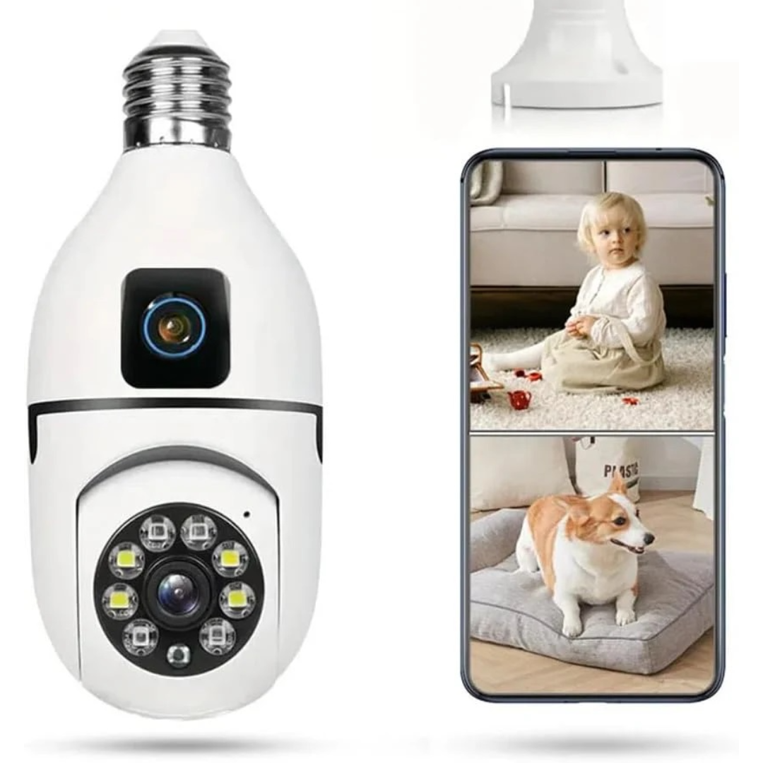 E27 360°-os Ultra HD 2MP WiFi megfigyelő kamera + 32GB kártya - Kétirányú hang és éjjellátó