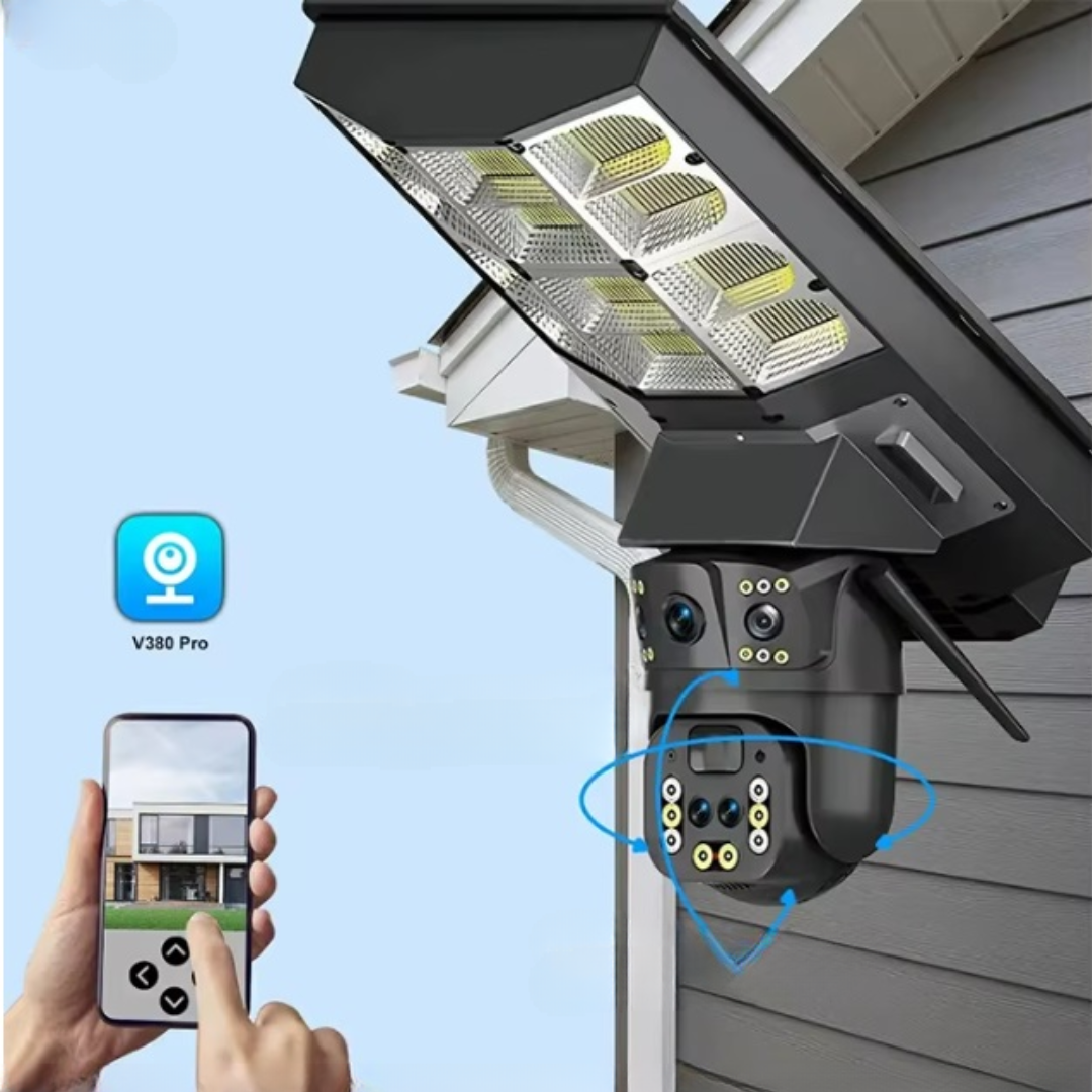 4MP napelemes térfigyelő kamera 32GB kártyával - Intelligens PTZ, erős LED, 4G, hangos kaputelefon
