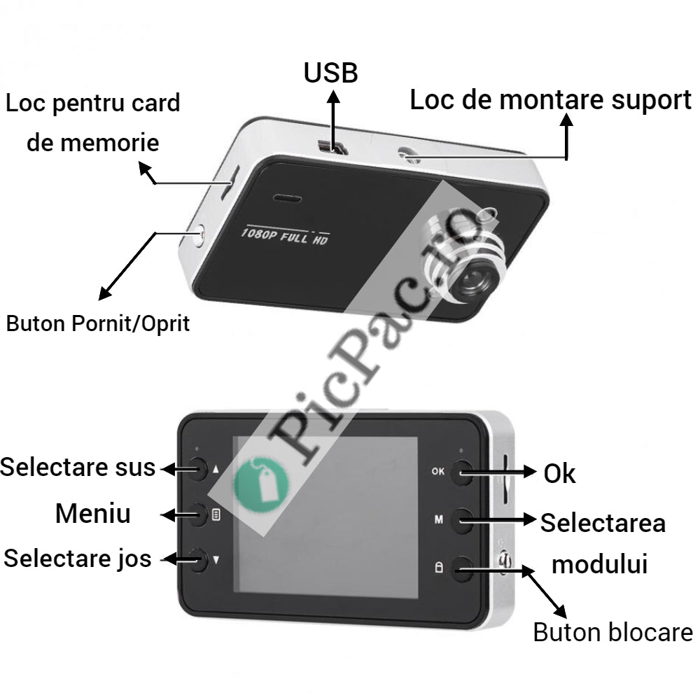 HD 720p Autós DVR Kamera Csomag Éjszakai Felvétellel + 32GB Kártya - Tapadókorongos Tartóval