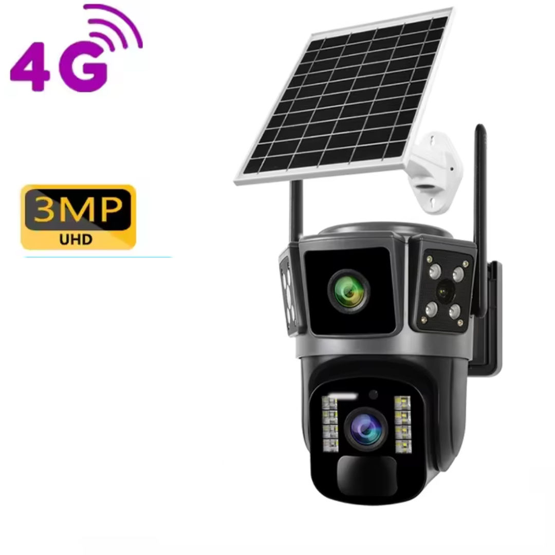 4G Megfigyelő Kamera Napelemmel - Dupla Lencse 360°, Full HD, Színes Éjszakai Látás, Kétirányú Audio