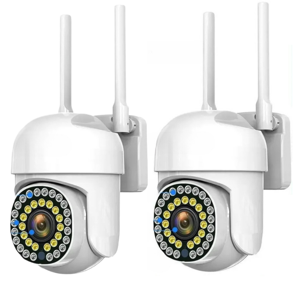 2 db WiFi kültéri/beltéri megfigyelő kamera szett színes éjszakai látással, telefonos vezérléssel, mozgásérzékeléssel