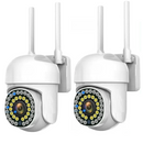 2 db WiFi kültéri/beltéri megfigyelő kamera szett színes éjszakai látással, telefonos vezérléssel, mozgásérzékeléssel