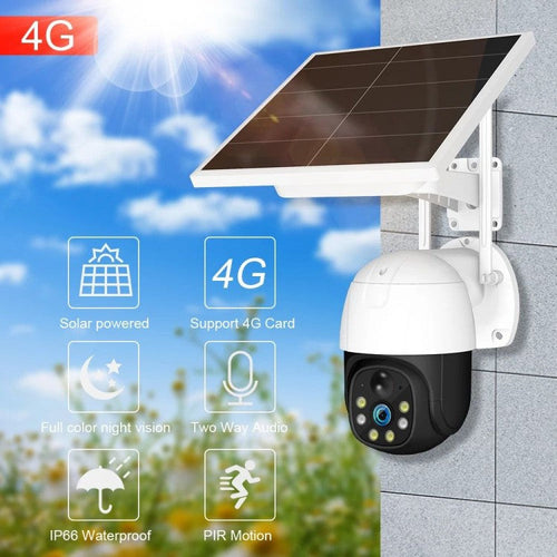 1+1 napelemes 4G SIM kártyás térfigyelő kamera szett, 5MP Full HD 1080p, 10X zoom, 9W napelem, IP66