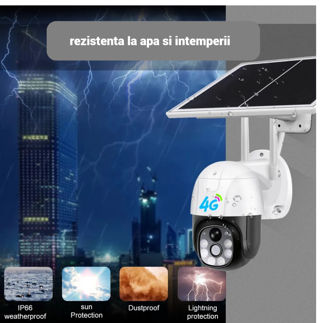 1+1 napelemes 4G SIM kártyás térfigyelő kamera szett, 5MP Full HD 1080p, 10X zoom, 9W napelem, IP66