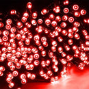 100m-es tekercses fényfüzér 500 piros LED-del | 8 fényeffektus | IP44 ünnepi dekorációkhoz