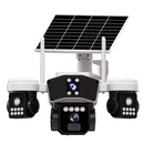 WIFI napelemes térfigyelő kamera 3 lencsével, automatikus forgatással, intelligens követéssel, színes éjjellátóval, V380 Pro telefonvezérléssel