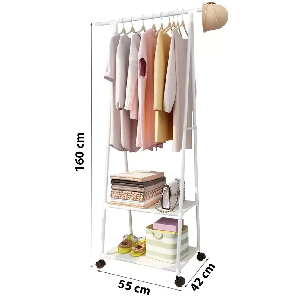 1+1 Csomag Háromszög Ruhaállvány 2 Polccal - Modern Rozsdamentes Acél Design