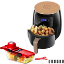 Gazdaságos Konyhai Csomag – Air Fryer 6L 2400W Olajmentes Fritőz Digitális Kijelzővel + 6 az 1-ben Zöldség- és Gyümölcsreszelő Tartállyal