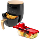 Gazdaságos Konyhai Csomag – Air Fryer 6L 2400W Olajmentes Fritőz Digitális Kijelzővel + 6 az 1-ben Zöldség- és Gyümölcsreszelő Tartállyal