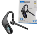 KJ12 vezeték nélküli Bluetooth headset, kihangosító mikrofonnal, 180°-os forgatás, LED kijelző, hosszú üzemidő, gyors csatlakozás, 10m hatótáv, fekete