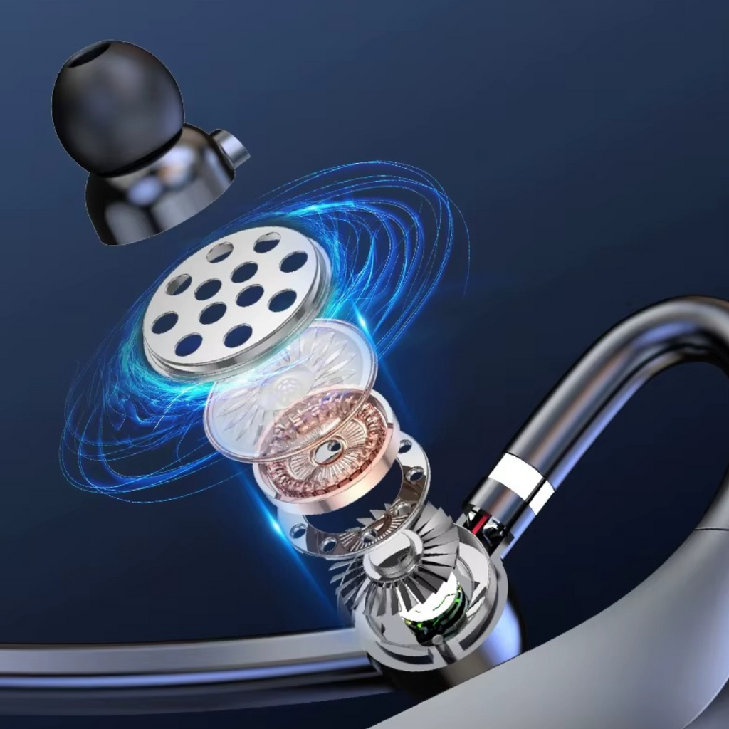 KJ12 vezeték nélküli Bluetooth headset, kihangosító mikrofonnal, 180°-os forgatás, LED kijelző, hosszú üzemidő, gyors csatlakozás, 10m hatótáv, fekete
