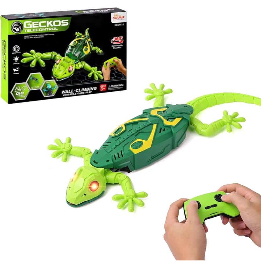 RC Gyík Távirányítóval, Falra Mászik és Padlón Mozog, USB Újratölthető, Realisztikus Hatás, Gyerekjáték 4+ Éveseknek