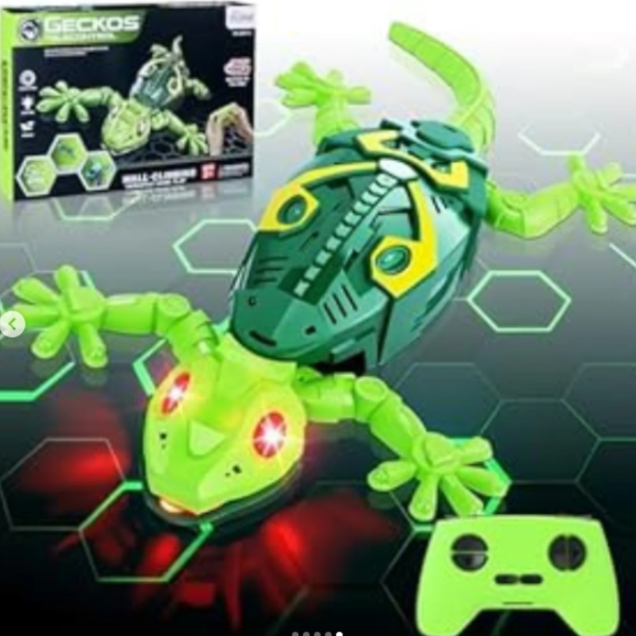 RC Gyík Távirányítóval, Falra Mászik és Padlón Mozog, USB Újratölthető, Realisztikus Hatás, Gyerekjáték 4+ Éveseknek