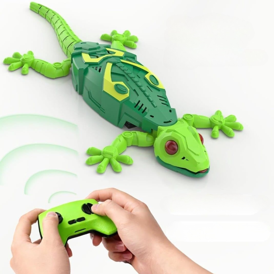 RC Gyík Távirányítóval, Falra Mászik és Padlón Mozog, USB Újratölthető, Realisztikus Hatás, Gyerekjáték 4+ Éveseknek