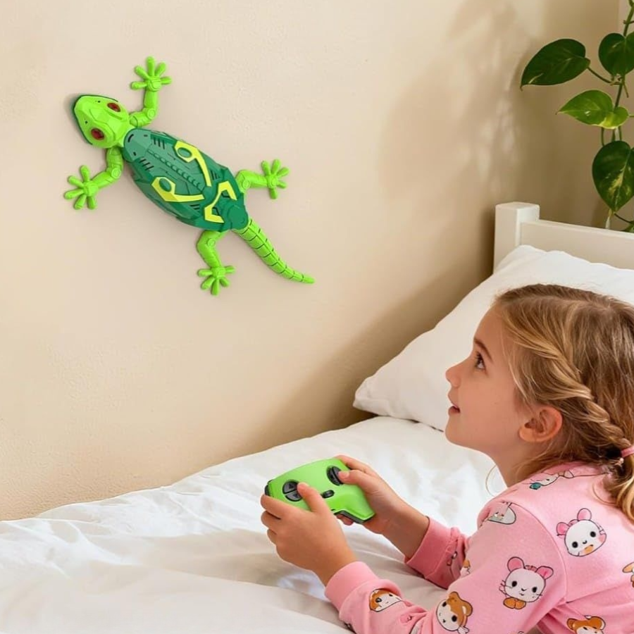 RC Gyík Távirányítóval, Falra Mászik és Padlón Mozog, USB Újratölthető, Realisztikus Hatás, Gyerekjáték 4+ Éveseknek