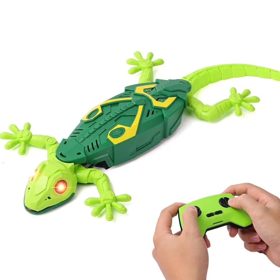 RC Gyík Távirányítóval, Falra Mászik és Padlón Mozog, USB Újratölthető, Realisztikus Hatás, Gyerekjáték 4+ Éveseknek