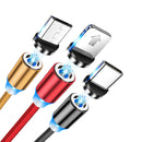 Mágneses 3in1 töltőkábel LED-del - Lightning, USB-C, Micro USB - iPhone/Android kompatibilis