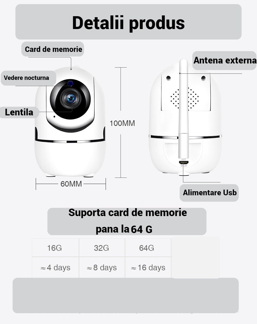 Smart WiFi HD 720p megfigyelő kamera - Vezeték nélküli éjjellátóval