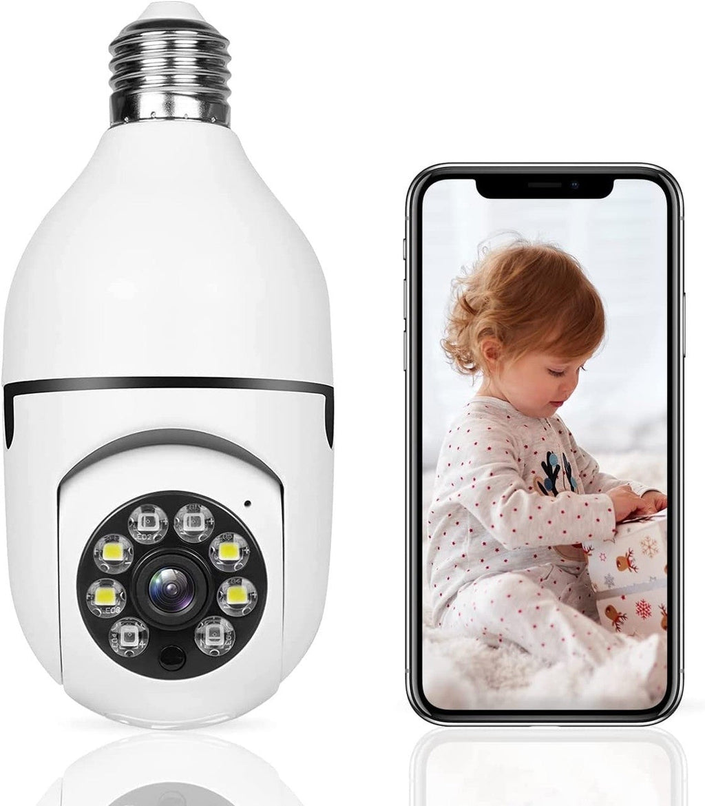 355°-os Full HD WiFi izzó kamera panoráma szöggel, mozgásérzékelővel és kétirányú audio funkcióval