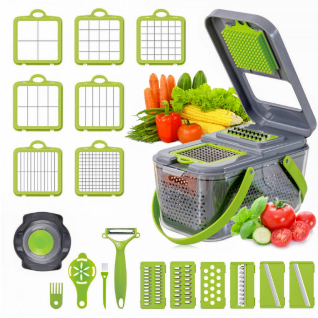 Professzionális Többfunkciós Reszelő 22 Tartozékkal - Veggie Slicer Zöldségekhez