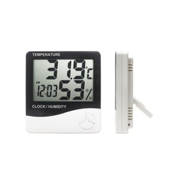 Digitális hőmérő és páratartalom mérő órával és ébresztővel – LCD kijelző, pontos monitorozás