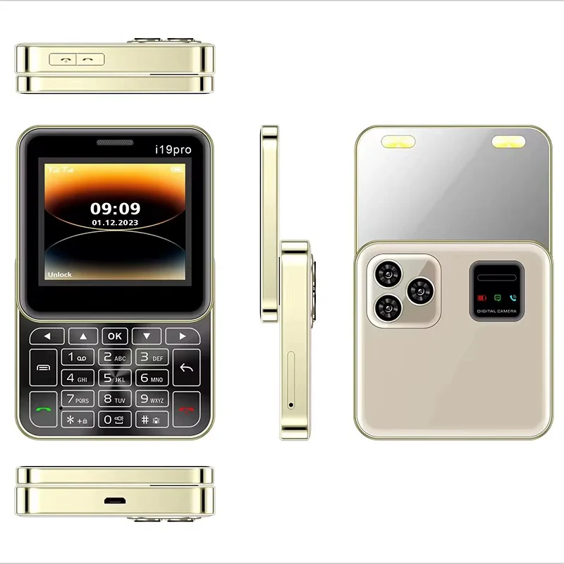 Mini Slide i19 Pro telefon, 2.4 hüvelykes kijelző, Dual SIM, kamera, FM rádió, Bluetooth, fizikai gombok, feloldva