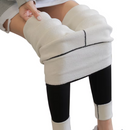 Női bélelt leggings hideg évszakra – Termikus, rugalmas, finom fehér szőrme béléssel, magas derékkal és prémium légáteresztő anyaggal