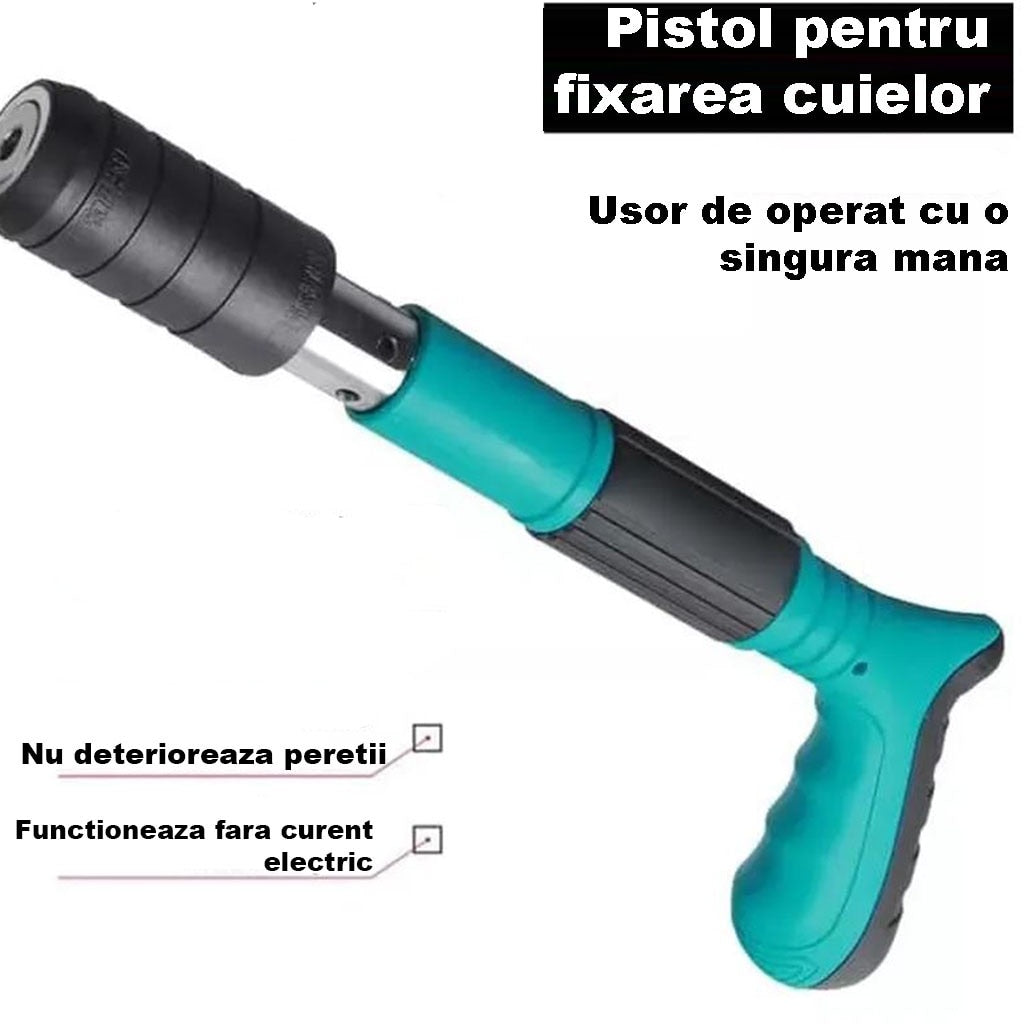 Professzionális Pneumatikus Szögbelövő Pisztoly - Komplett Készlet 50 Szegeccsel és Tartozékokkal - 7.3cm Kaliber